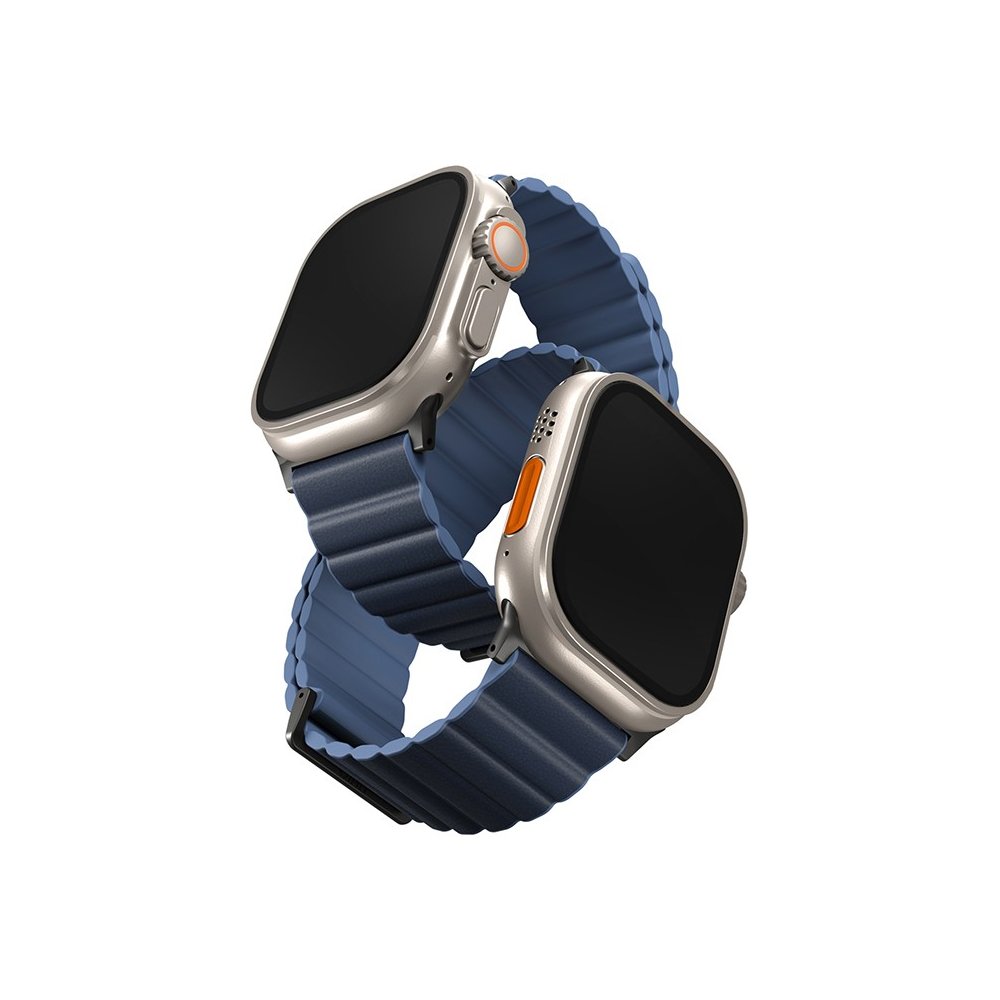 Ремешок кожаный/силиконовый Uniq Revix Premium Ed. для Apple Watch 42/44/45/49мм. Цвет:синий/голубой