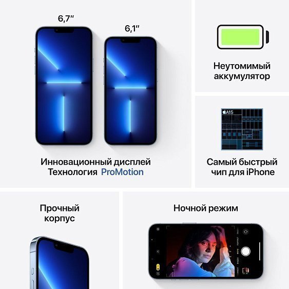 Смартфон Apple iPhone 13 Pro 256 ГБ. Цвет: небесно-голубой