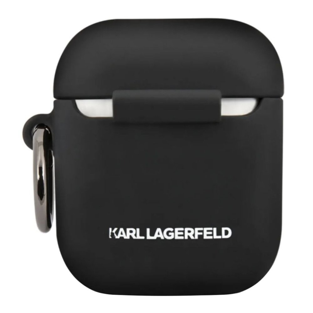 Чехол Lagerfeld Choupette для AirPods, силиконовый с кольцом. Цвет: черный