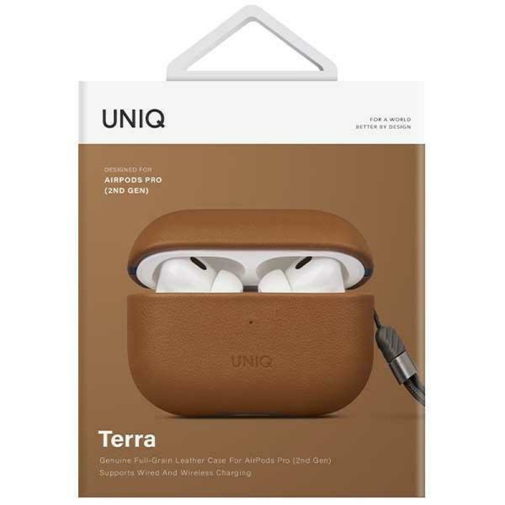 Чехол Uniq Terra для AirPods Pro 2 с ремешком. Цвет: коричневый