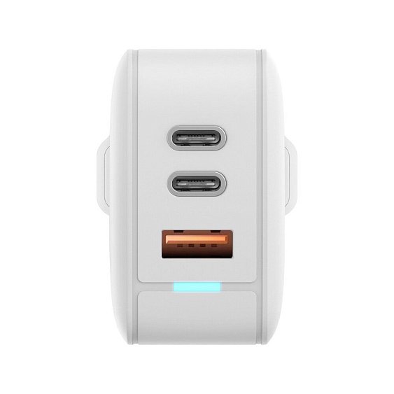 Адаптер питания EnergEA Bazic GoPort Gan65, 2 USB-C PD65W+USB-A PPS/QC3.0 total 65W. Цвет: белый