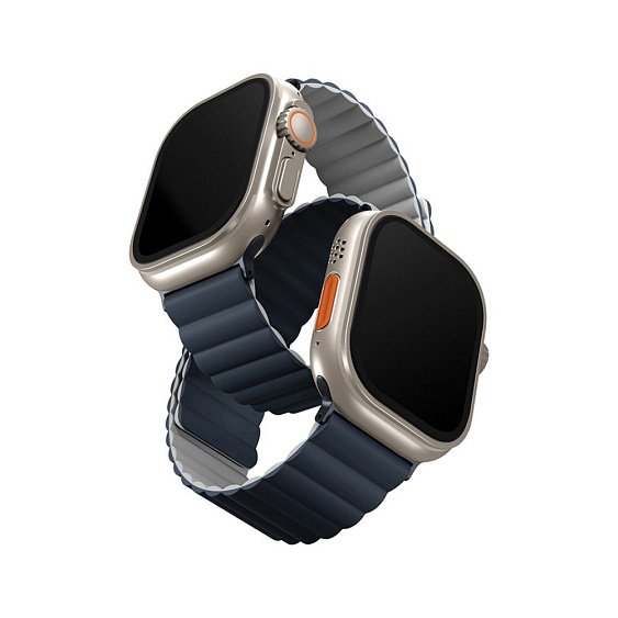 Ремешок силиконовый Uniq Revix reversible Magnetic для Apple Watch 44мм/42мм. Цвет: синий/серый