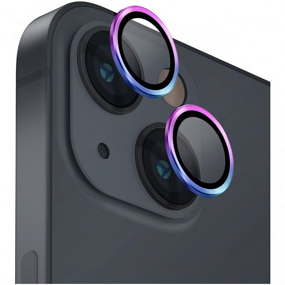 Защитное стекло Uniq OPTIX для камеры iPhone 14/14 Plus. Цвет: радужный