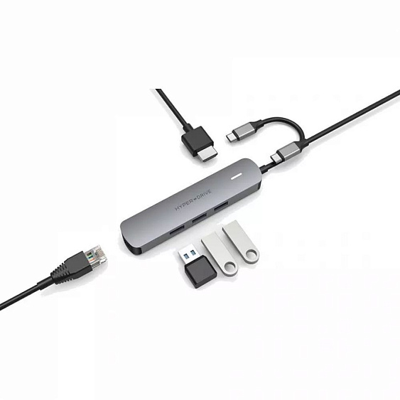 Хаб USB Hyper HyperDrive 6in1 USB-C Hub для MacBook. Цвет: серебристый
