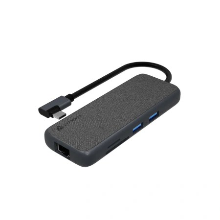 Хаб Lyambda Slim Aluminum 9 в 1 Multimedia DUAL 4K/USB/PD. Цвет: серый