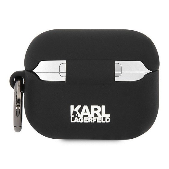 Чехол Lagerfeld Karl & Choupette для AirPods Pro силиконовый с кольцом. Цвет: черный