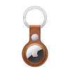 Кожаный брелок для AirTag с кольцом для ключей. Цвет: Золотисто-коричневый