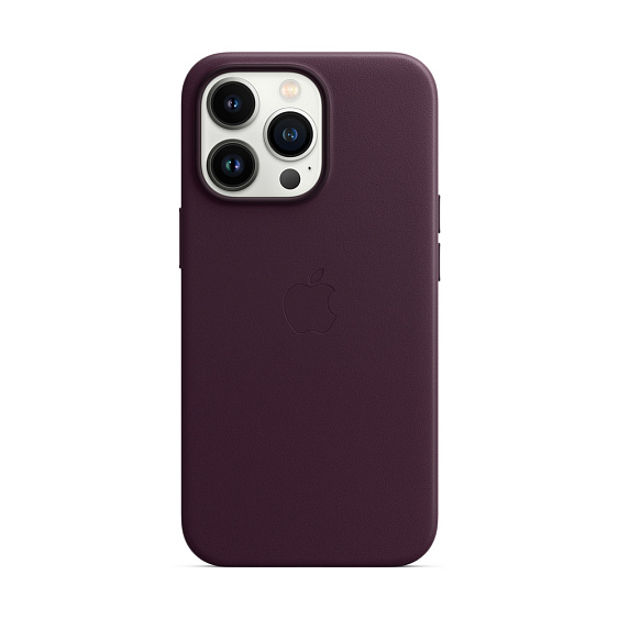 Кожаный чехол MagSafe для iPhone 13 Pro. Цвет: "Тёмная вишня"