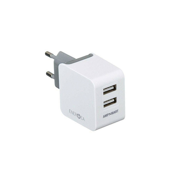 Адаптер питания EnergEA Ampcharge, 2 USB + Ligtning cable MFI 3.4A. Цвет: белый
