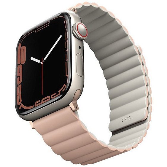 Ремешок силиконовый Uniq Revix reversible Magnetic для Apple Watch 38мм/40мм. Цвет: розовый/бежевый