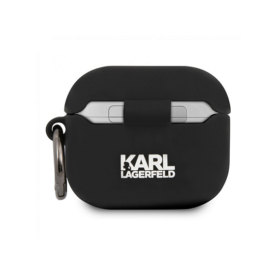 Чехол Lagerfeld Karl для AirPods 3 с кольцом, силикон. Цвет: чёрный