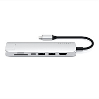 Адаптер Satechi USB-C Slim Multiport с Ethernet Adapter. Цвет: серебристый