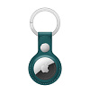Кожаный брелок для AirTag с кольцом для ключей. Цвет: "Зелёный лес"