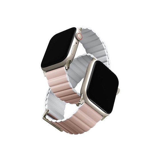 Ремешок кожаный/силиконовый Uniq Revix Premium Ed. для Apple Watch 42/44/45/49мм. Цвет:розовый/белый