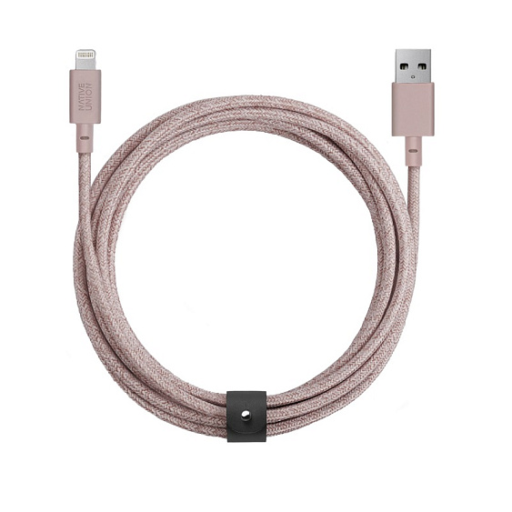 Кабель Native Union 3м., Lightning to USB (ver. 2). Цвет: розовый