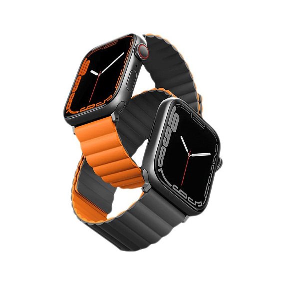Ремешок силиконовый Uniq Revix reversible Magnetic для Apple Watch 42мм/44мм. Цвет: серый/оранжевый