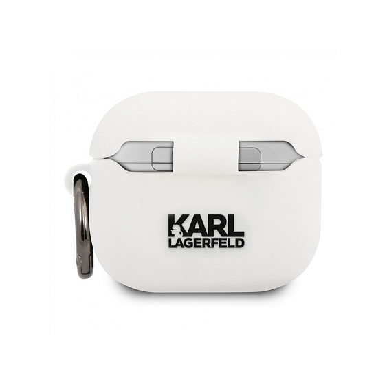 Чехол Lagerfeld Choupette для AirPods 3 с кольцом, силикон. Цвет: белый