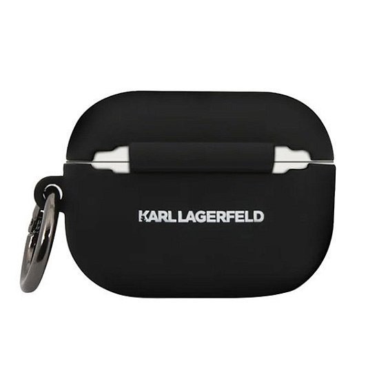 Чехол Lagerfeld Karl для AirPods Pro силиконовый с кольцом. Цвет: черный
