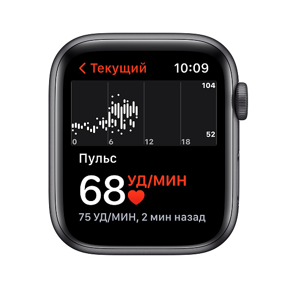 Apple Watch SE, 40мм, корпус из алюминия цвета "серый космос", спортивный ремешок "тёмная ночь"