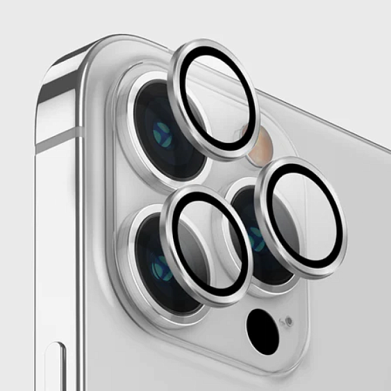 Защитное стекло Uniq OPTIX для камеры iPhone 14 Pro/14 Pro Max. Цвет: серебристый