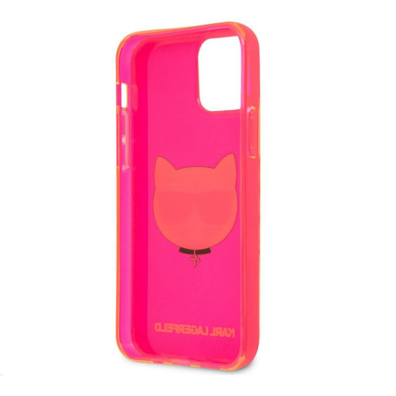 Чехол Lagerfeld для iPhone 12/12 Pro TPU FLUO Choupette Transp. Цвет: розовый