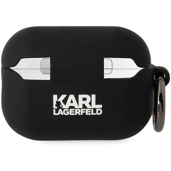 Чехол Lagerfeld NFT 3D Karl для Airpods Pro 2 силиконовый с кольцом. Цвет: чёрный