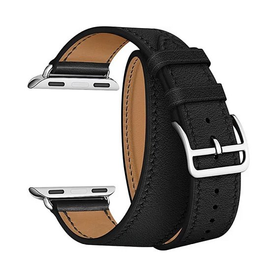 Ремешок кожаный Lyambda Meridiana для Apple Watch 38мм/40мм. Цвет: чёрный
