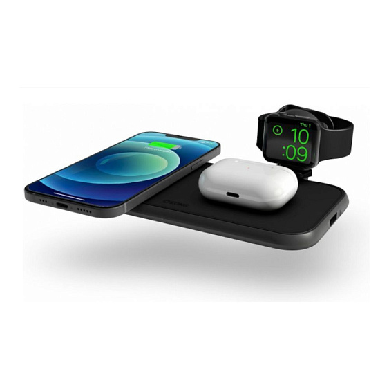 Док-станция Zens Aluminium 4 в 1 Wireless Charger + кабель для Apple Watch, Qi. Цвет: чёрный
