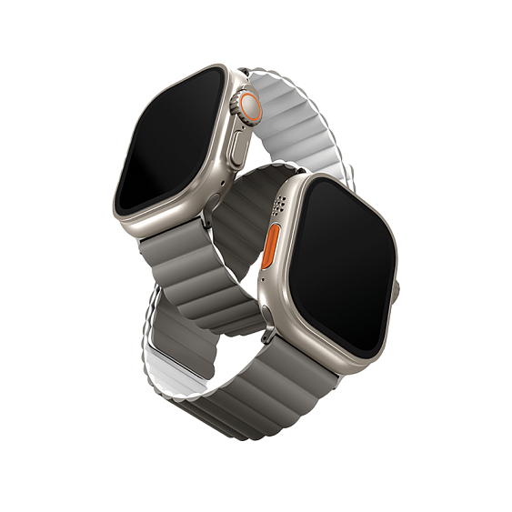 Ремешок силиконовый Uniq Revix reversible Magnetic для Apple Watch 42мм/44мм. Цвет: серый/белый