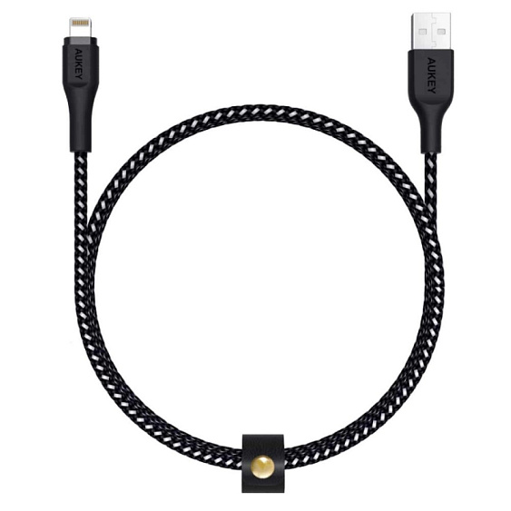 Кабель Aukey MFi Lightning — USB-A. 1.2м. Цвет: черный/белый