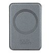 Магнитный бумажник Lagerfeld Wallet Cardslot MagSafe Stand Saffiano Monogram Plate logo Цвет: серебр