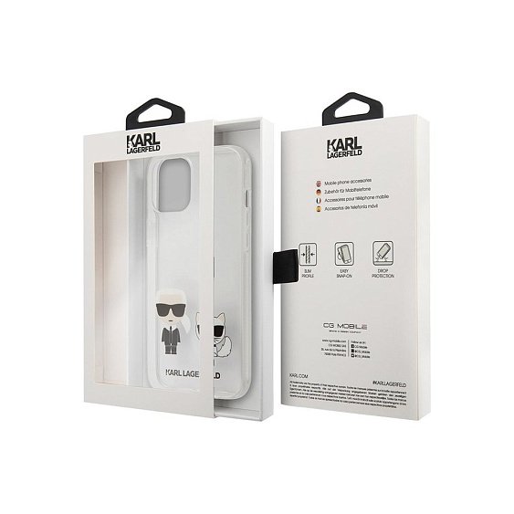 Чехол Lagerfeld для iPhone 12 Pro Max PC/TPU Ikonik Karl & Choupette Hard. Цвет: прозрачный