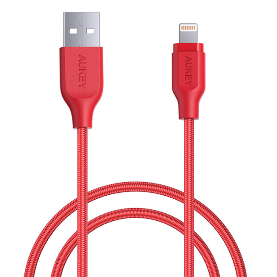 Кабель Aukey MFi Lightning — USB-A. 1.2м. Цвет: красный