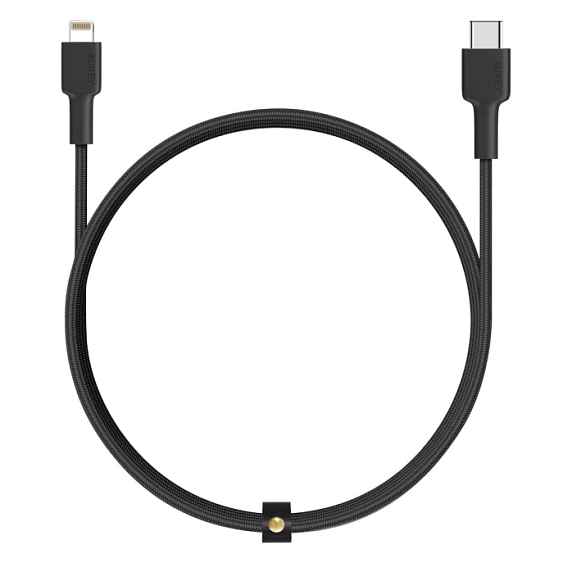 Кабель Aukey Braided Nylon MFi USB-C — Lightning 2м. Цвет: черный