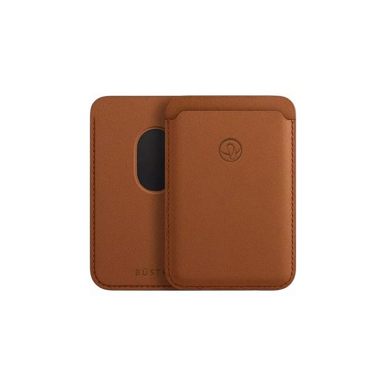 Магнитный бумажник Bustha MagSafe Leather Wallet (Saddle). Цвет: коричневый