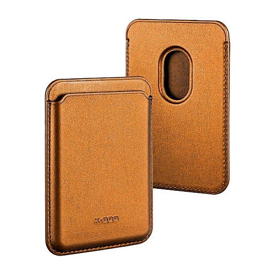 Чехол-бумажник K-Doo Leather Wallet Magsafe, кожаный. Цвет: оранжевый