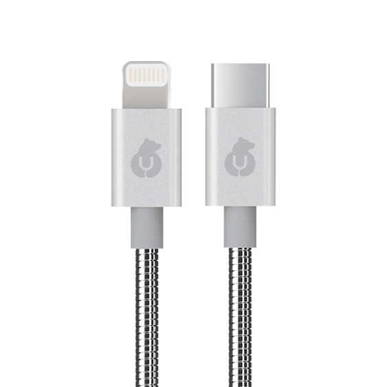 Кабель uBear Force Metal USB-C — Lightning 1.2м. Цвет: серебристый