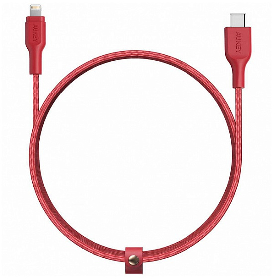 Кабель Aukey Braided Nylon MFi USB-C — Lightning 2м. Цвет: красный