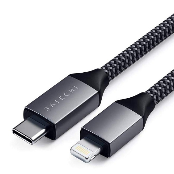 Кабель Satechi USB-C — Lightning, 1.8м. Цвет: серый