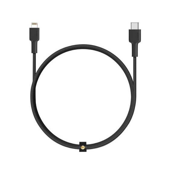 Кабель Aukey Braided Nylon MFi USB-C — Lightning 0.18м. Цвет: черный