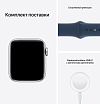 Apple Watch SE, 44мм, корпус из алюминия серебристого цвета, спортивный рем. цвета "синий омут"