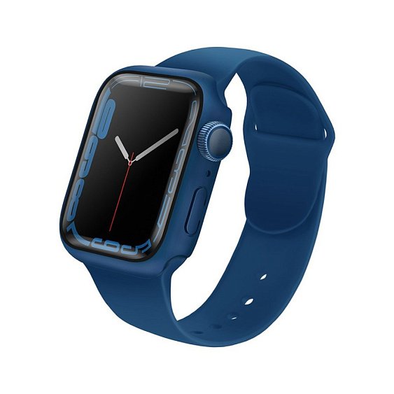 Чехол Uniq Legion +9H Curved glass для Apple Watch 7 45мм. Цвет: синий