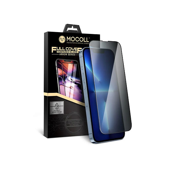 Защитное стекло Mocoll серия "Arrow" для iPhone 13/13 Pro, 3D. Цвет: чёрный