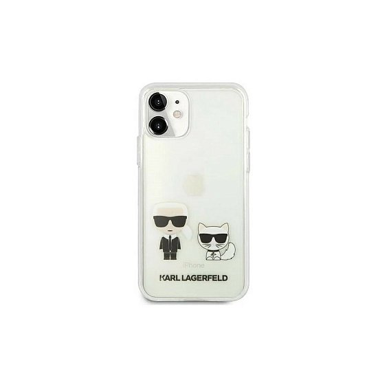 Чехол Lagerfeld для iPhone 11 PC/TPU collection Karl Iconik & Choupette Hard. Цвет: прозрачный