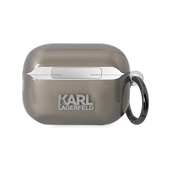 Чехол Lagerfeld NFT Karl для Airpods Pro 2 TPU с кольцом. Цвет: прозрачный чёрный