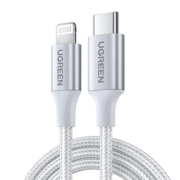 Кабель UGREEN US304 Type-C - Lightning MFI, Cable Braided, 2 м. Цвет: серебристый