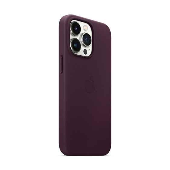 Кожаный чехол MagSafe для iPhone 13 Pro. Цвет: "Тёмная вишня"