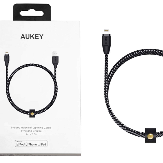 Кабель Aukey MFi Lightning — USB-A. 2м. Цвет: черный