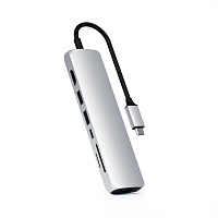 Адаптер Satechi USB-C Slim Multiport с Ethernet Adapter. Цвет: серебристый