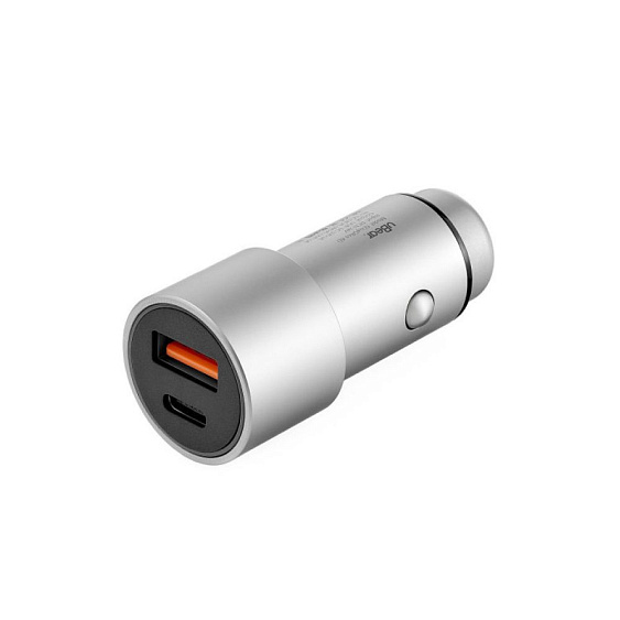 Автомобильное зарядное устройство Ubear Ride, USB-A, USB-C, QC 3.0. Цвет: серый